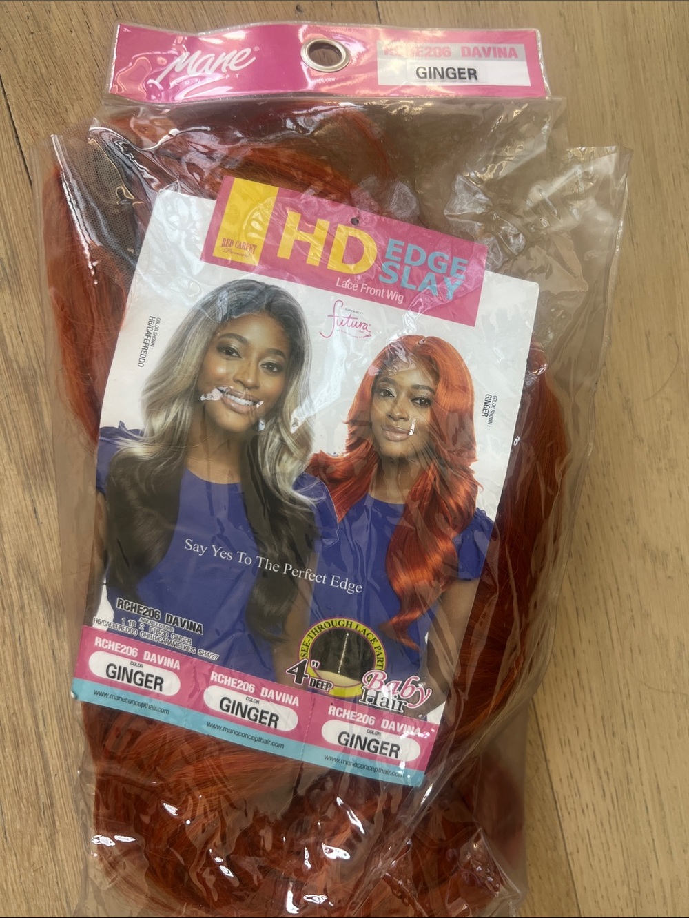 Vibrant Orange Long Wavy Women's Hair Wig - Styled Look - Picture 2 of 5